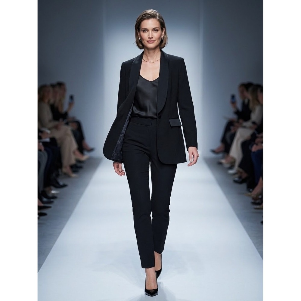 Anthropologie The Essential Boyfriend Blazer Black Shawl Collar OB753050 Size 4